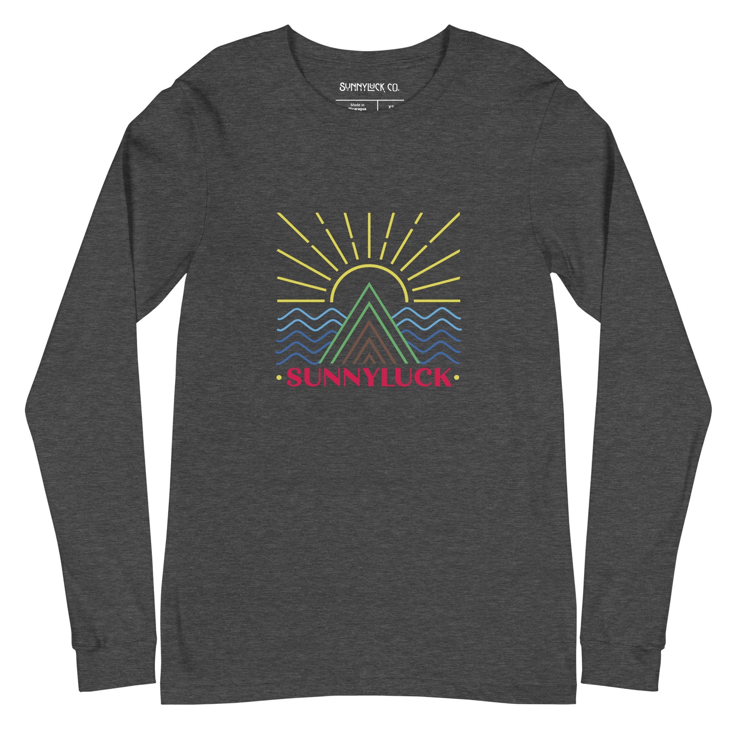SunnyLuck Mountain & Waves Long Sleeve Colorful Tee