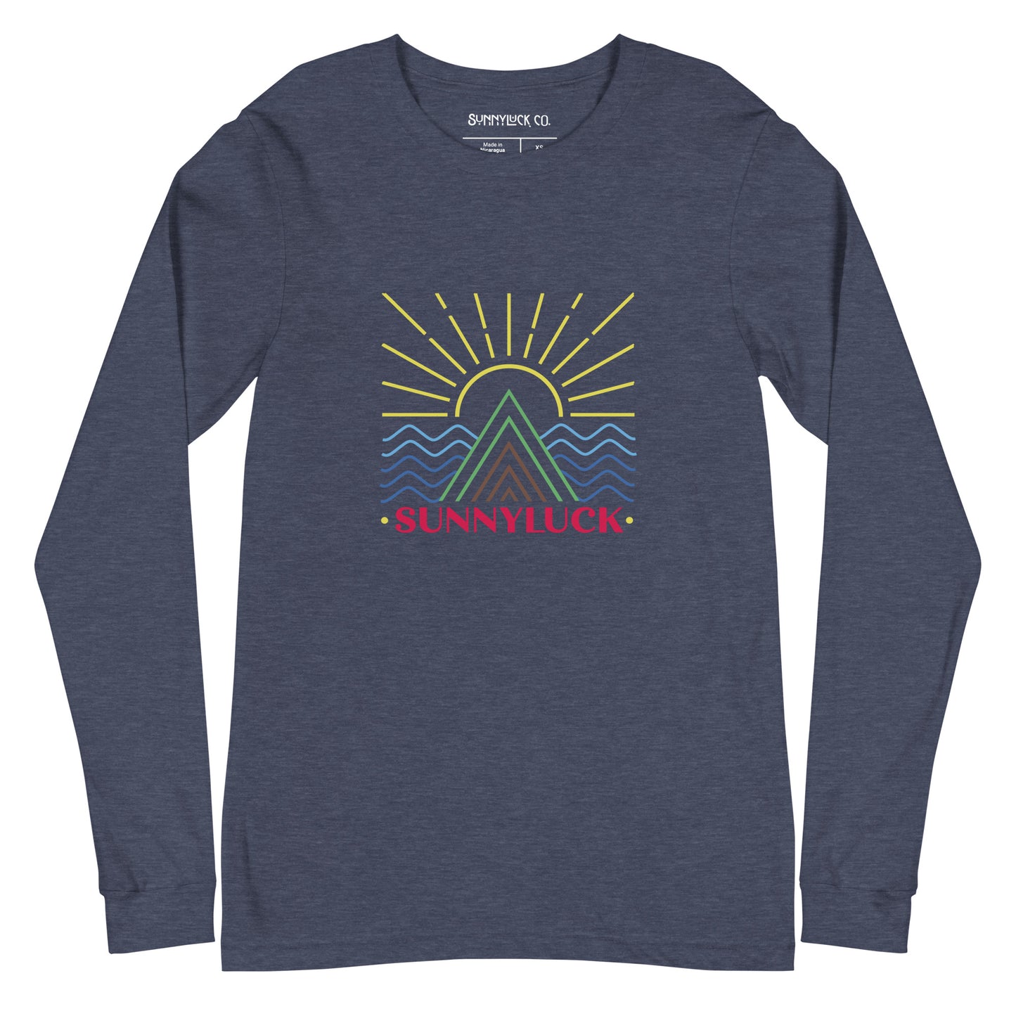 SunnyLuck Mountain & Waves Long Sleeve Colorful Tee