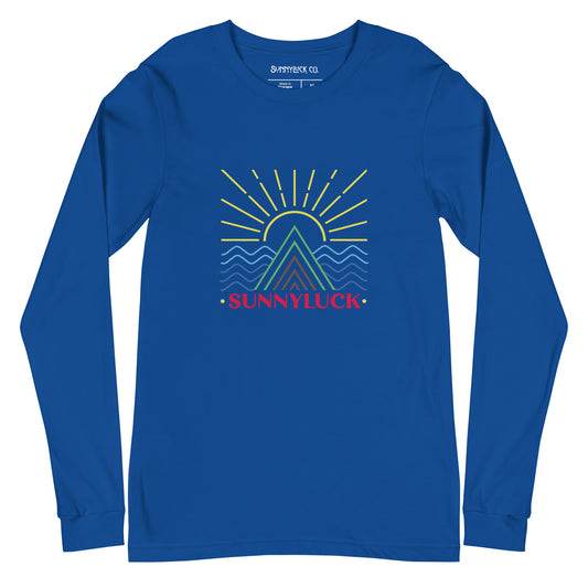 SunnyLuck Mountain & Waves Long Sleeve Colorful Tee