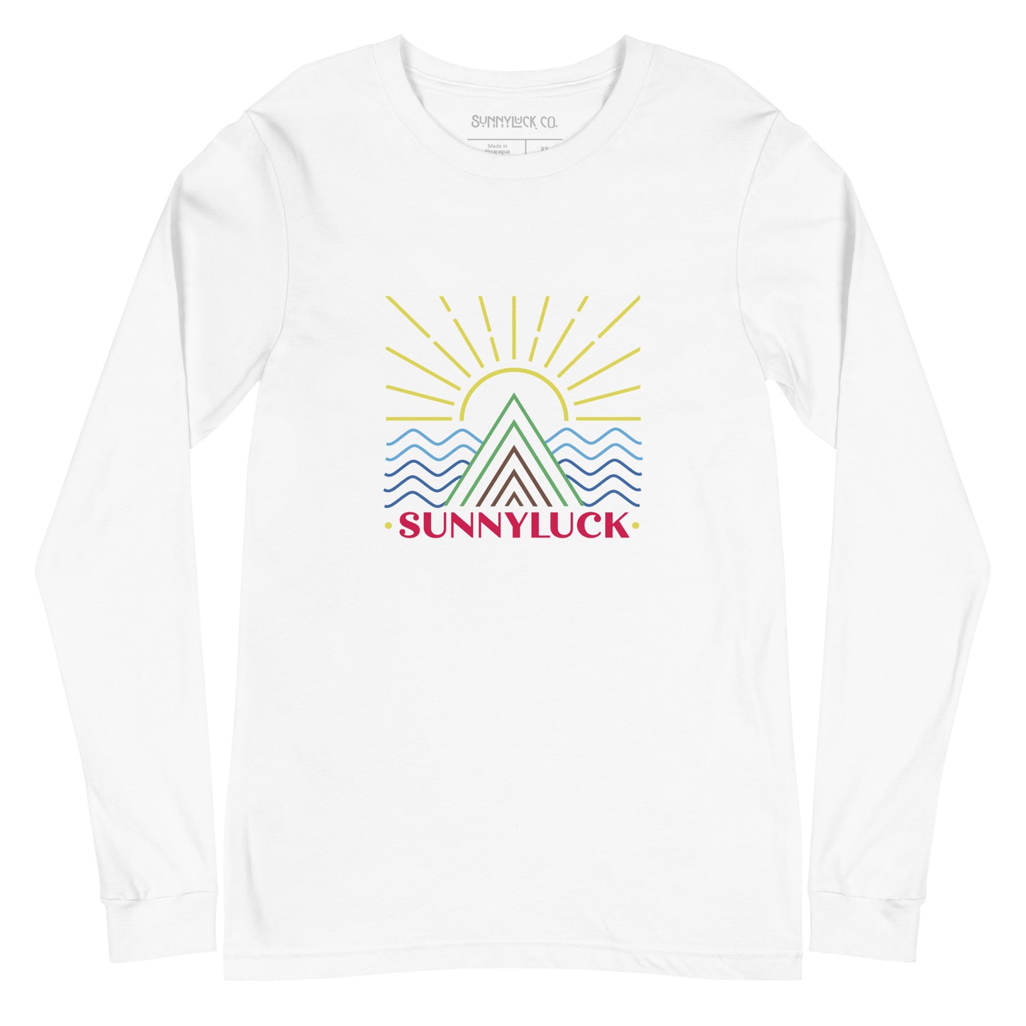 SunnyLuck Mountain & Waves Long Sleeve Colorful Tee