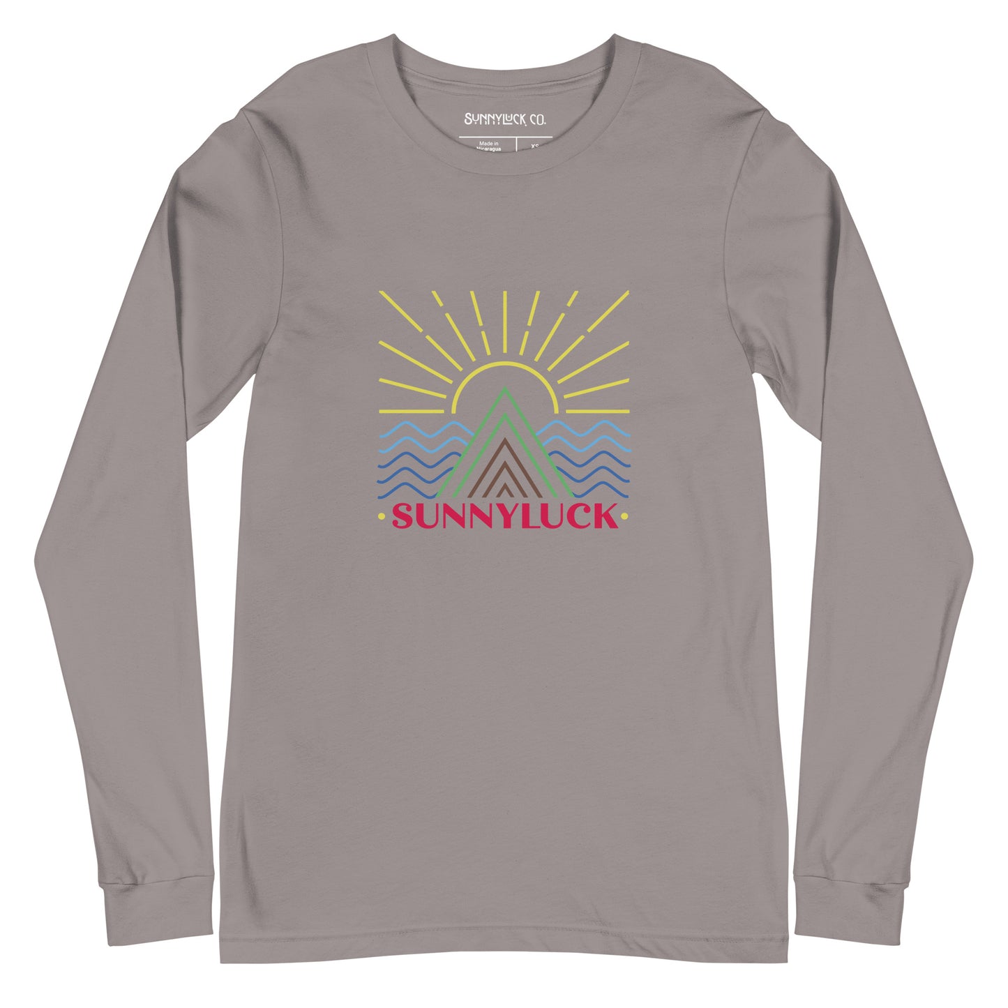 SunnyLuck Mountain & Waves Long Sleeve Colorful Tee
